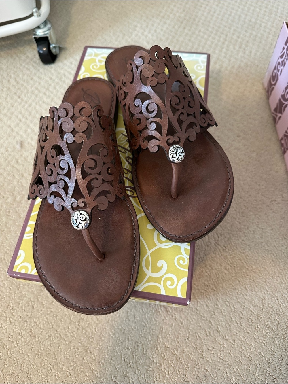 Brighton Caramel Leather Cutout Sandals